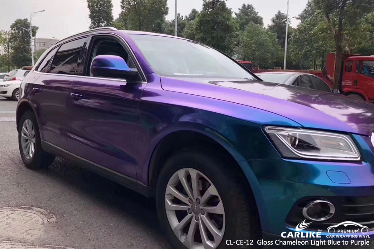 CARLIKE CL-CE-12 gloss chameleon light blue to purple car wrap vinyl for Audi