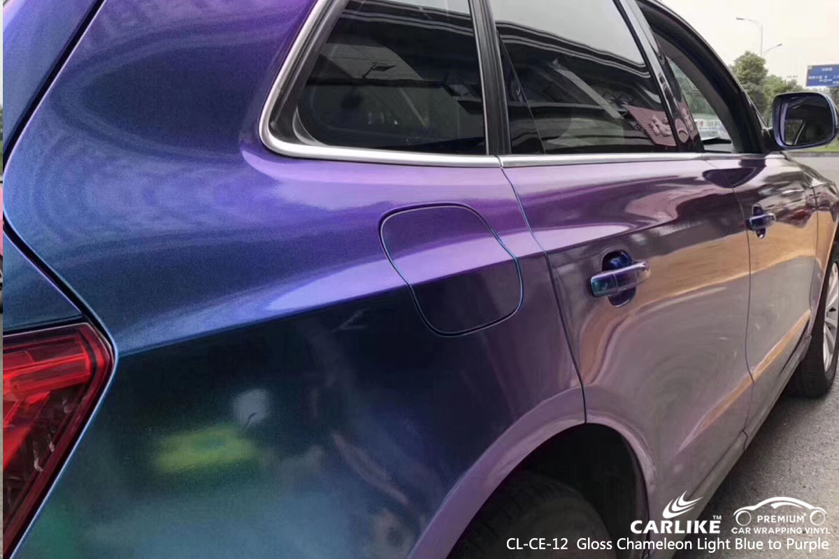 CARLIKE CL-CE-12 gloss chameleon light blue to purple car wrap vinyl for Audi