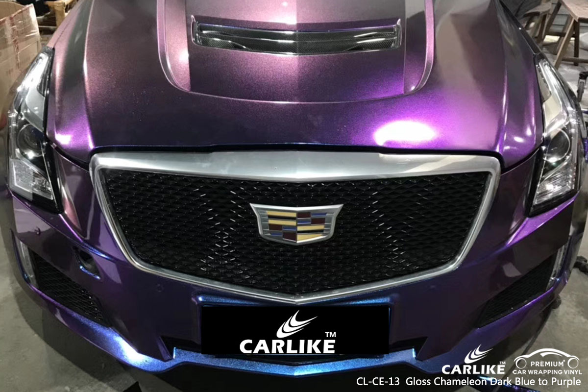 CARLIKE CL-CE-13 gloss chameleon dark blue to purple car wrap vinyl for Cadillac