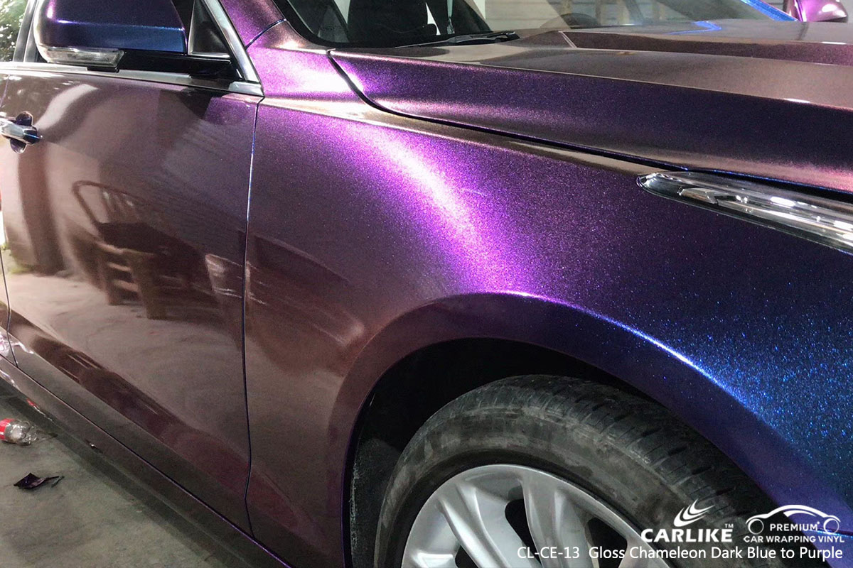 CARLIKE CL-CE-13 gloss chameleon dark blue to purple car wrap vinyl for Cadillac