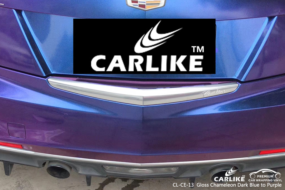 CARLIKE CL-CE-13 gloss chameleon dark blue to purple car wrap vinyl for Cadillac