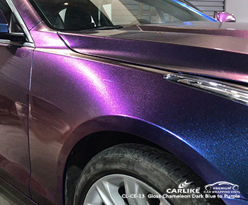 CL-CE-13 gloss chameleon dark blue to purple vinyl wrap a car for Cadillac