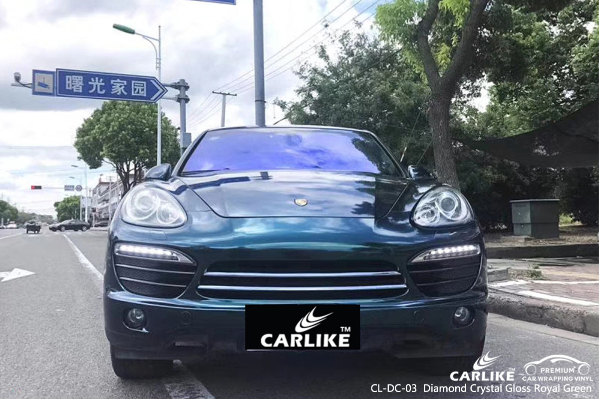 CARLIKE CL-DC-03 diamond crystal gloss royal green car wrap vinyl for Porsche