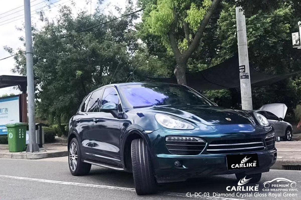 CARLIKE CL-DC-03 diamond crystal gloss royal green car wrap vinyl for Porsche