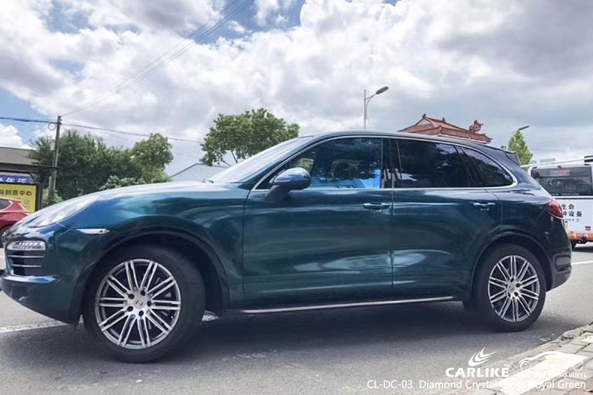 CARLIKE CL-DC-03 diamond crystal gloss royal green car wrap vinyl for Porsche