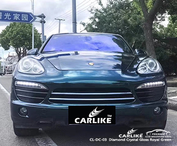 CL-DC-03 الماس الكريستال اللمعان الملكي الأخضر سيارة التفاف الفينيل لبورشه