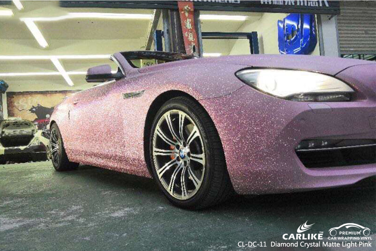 CARLIKE CL-DC-11 diamond crystal matte light pink car wrap vinyl for