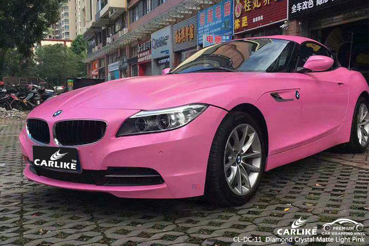 CARLIKE CL-DC-11 diamond crystal matte light pink car wrap vinyl for BMW