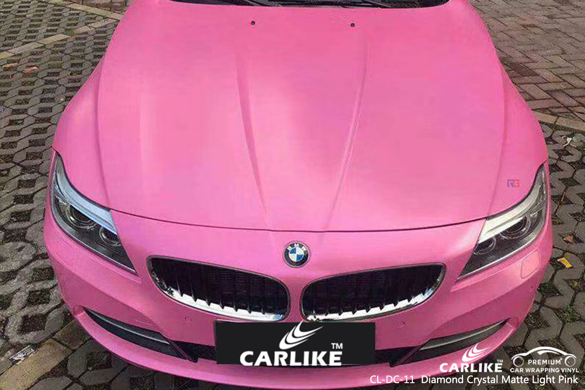 CARLIKE CL-DC-11 diamond crystal matte light pink car wrap vinyl for BMW