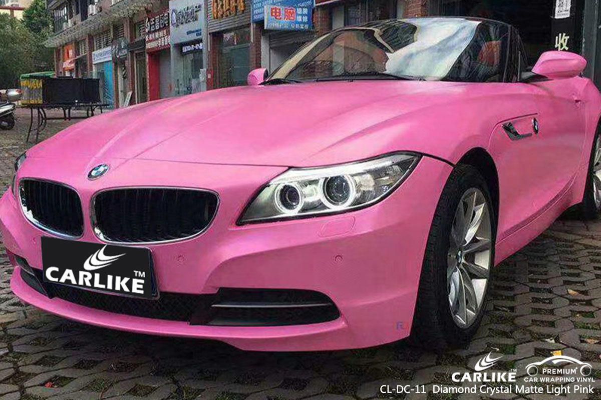 CARLIKE CL-DC-11 diamond crystal matte light pink car wrap vinyl for BMW
