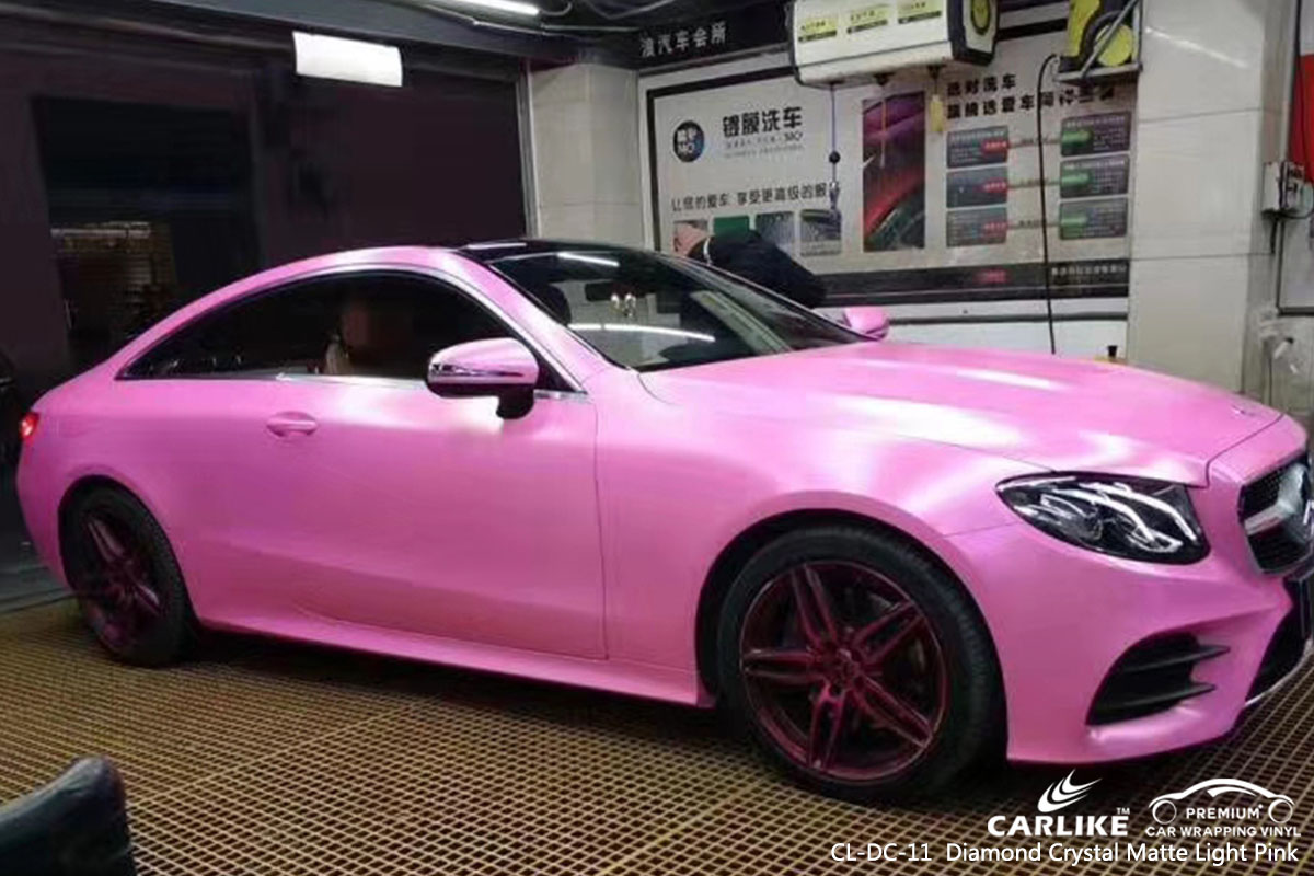 CARLIKE CL-DC-11 diamond crystal matte light pink car wrap vinyl for BMW