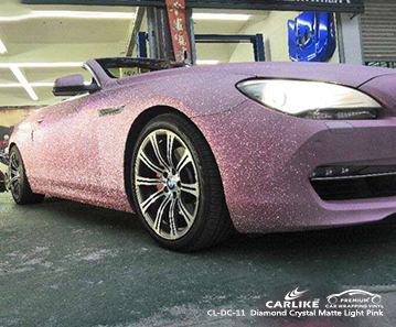 CL-DC-11 Elmas kristal mat açık pembe araba sarma vinil