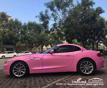 CL-DC-11 الماس الكريستال ماتي ضوء السيارة التفاف الفينيل الوردي لسيارات BMW