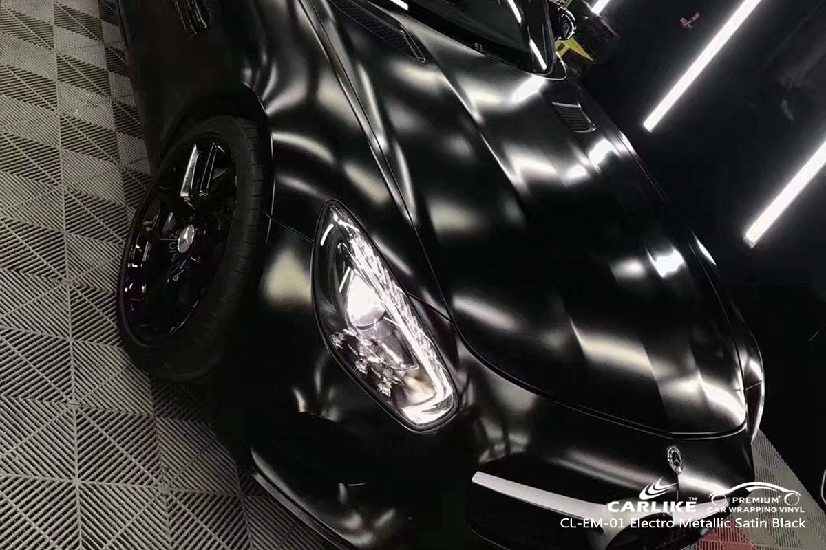 CARLIKE CL-EM-01 electro metallic satin black car wrap vinyl for Mercedes-Benz