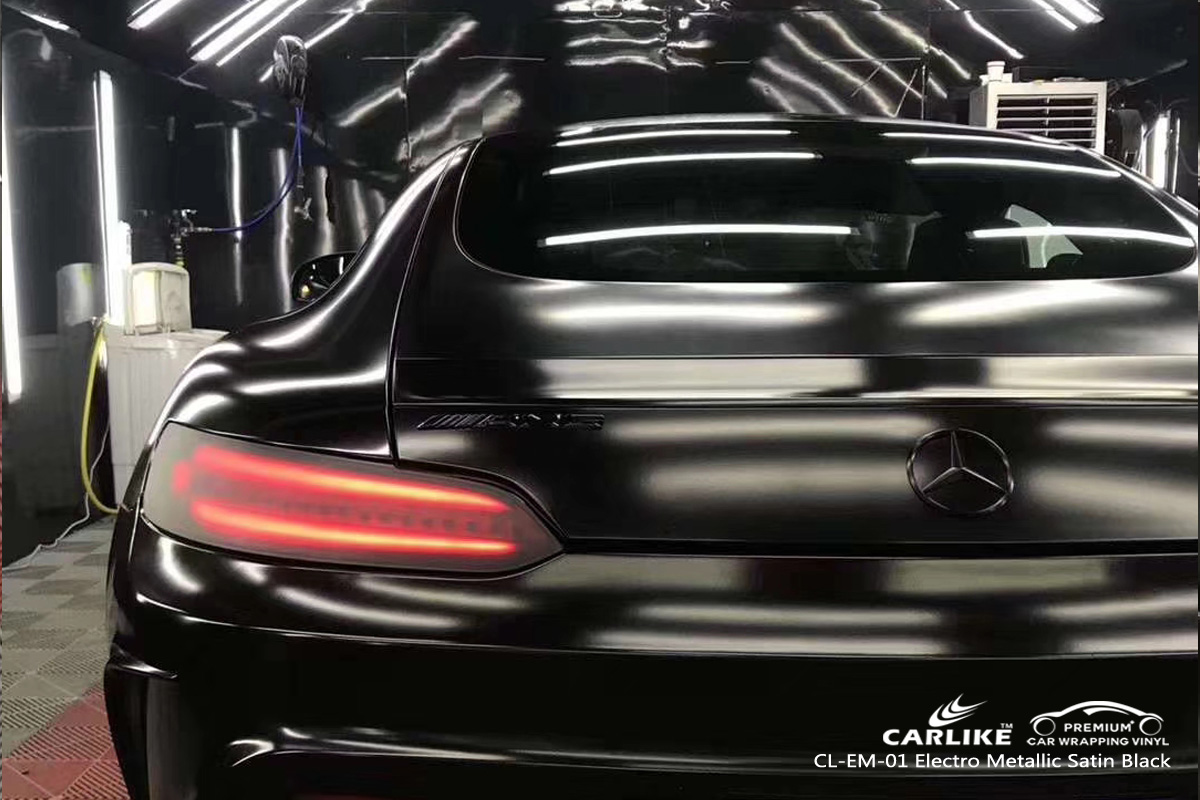 CARLIKE CL-EM-01 electro metallic satin black car wrap vinyl for Mercedes-Benz