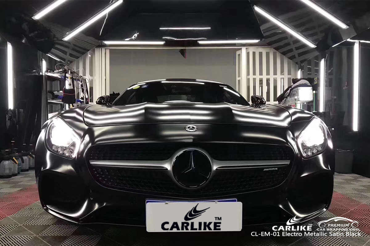 CARLIKE CL-EM-01 electro metallic satin black car wrap vinyl for Mercedes-Benz