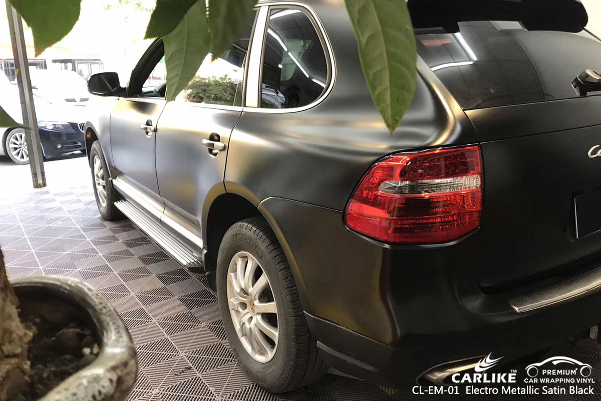 CARLIKE CL-EM-01 electro metallic satin black car wrap vinyl for Porsche
