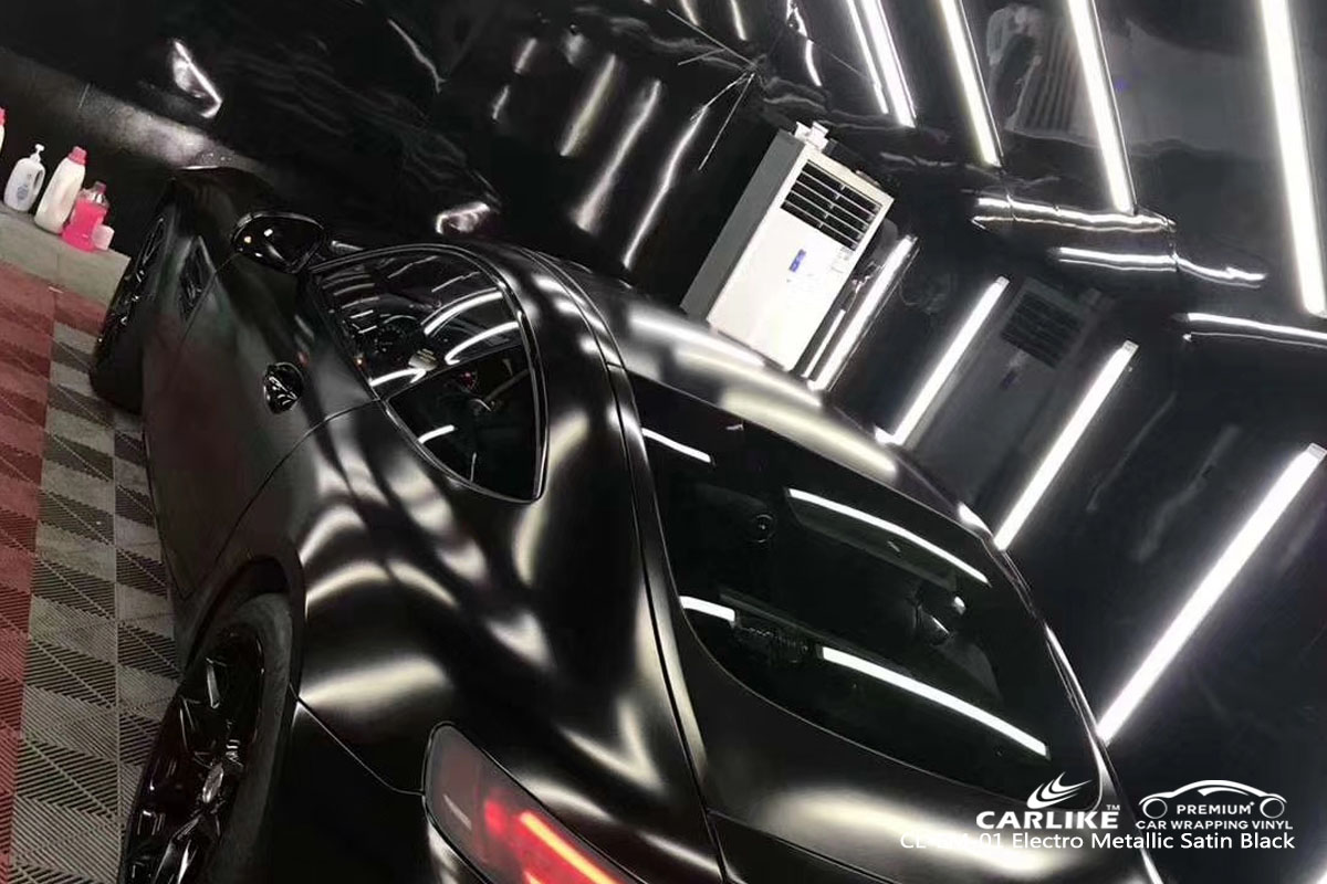 CLEM01 electro metallic satin black car vinyl wrap nz for MercedesBenz SINO VINYL