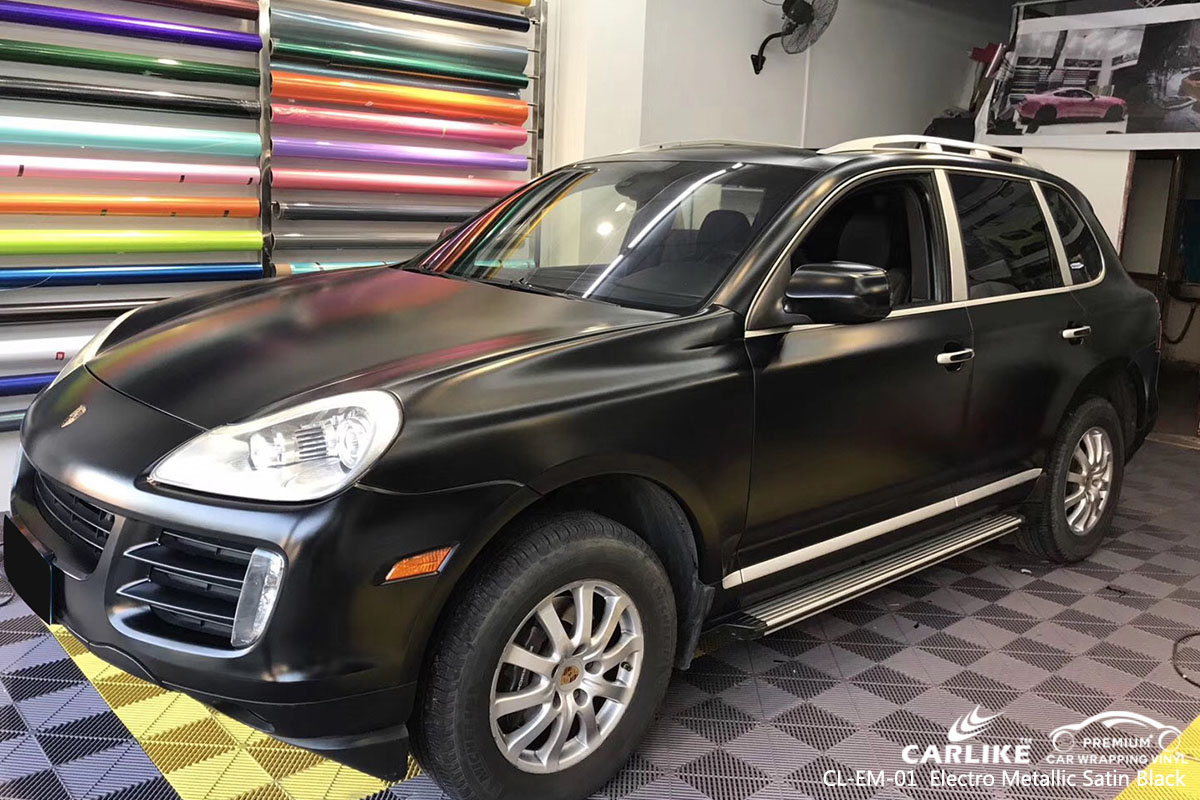 CARLIKE CL-EM-01 electro metallic satin black car wrap vinyl for Porsche