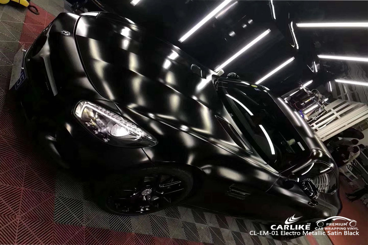 CLEM01 electro metallic satin black car vinyl wrap nz for MercedesBenz SINO VINYL