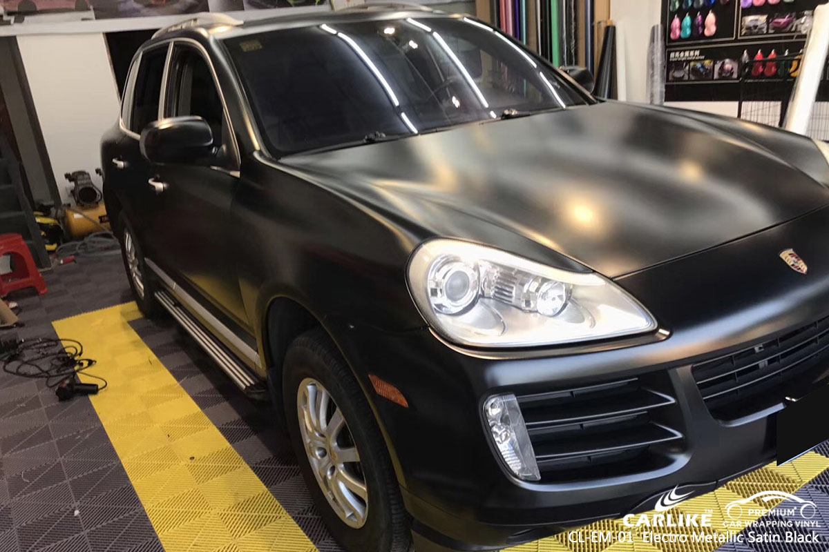 CARLIKE CL-EM-01 electro metallic satin black car wrap vinyl for Porsche