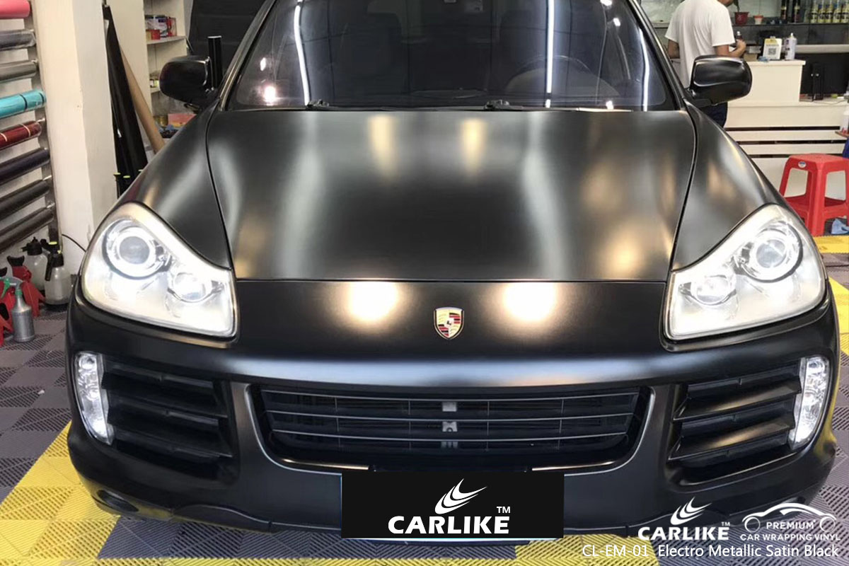 CARLIKE CL-EM-01 electro metallic satin black car wrap vinyl for Porsche