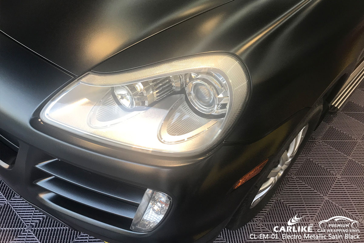 CARLIKE CL-EM-01 electro metallic satin black car wrap vinyl for Porsche