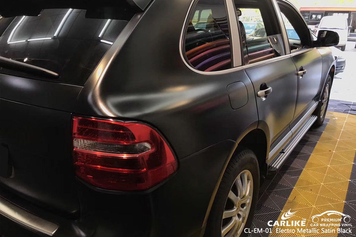 CARLIKE CL-EM-01 electro metallic satin black car wrap vinyl for Porsche