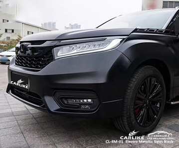 CL-EM-01 Honda için elektro metal saten siyah araba sarma vinil