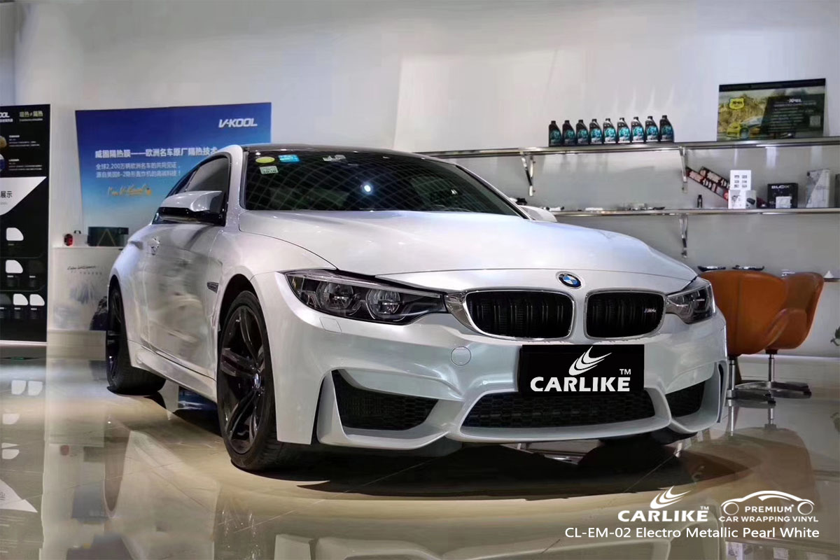 CARLIKE CL-EM-02 electro metallic pearl white car wrap vinyl for BMW