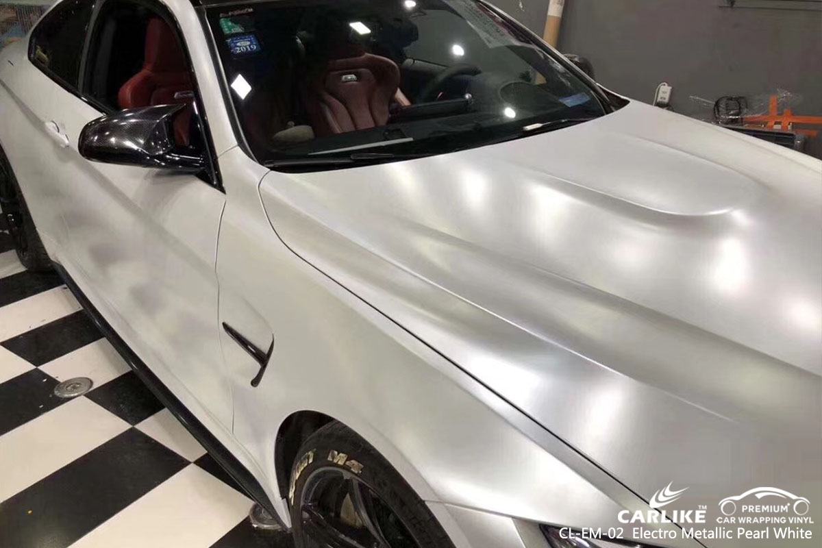 CARLIKE CL-EM-02 electro metallic pearl white car wrap vinyl for BMW