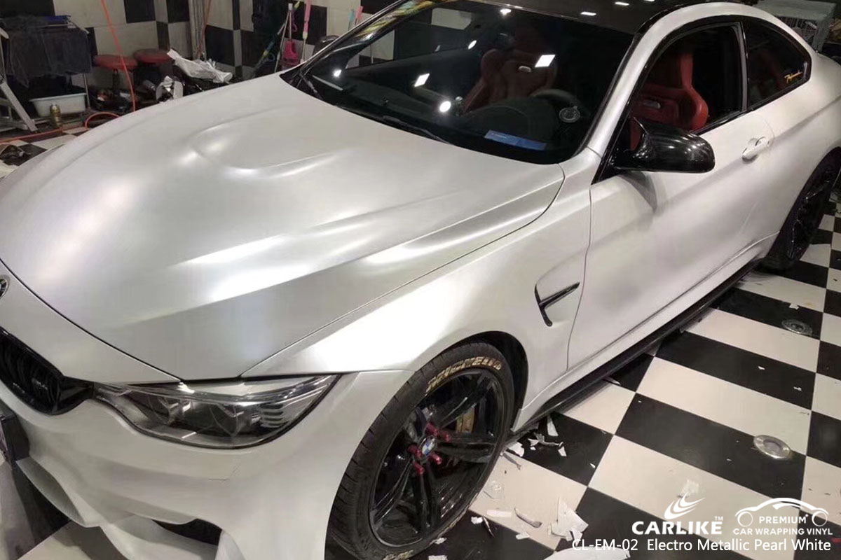 CARLIKE CL-EM-02 electro metallic pearl white car wrap vinyl for BMW