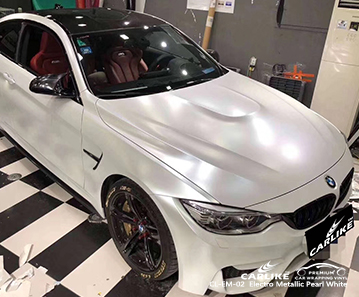 CL-EM-02 BMW için elektro metalik inci beyaz araba sarma vinil