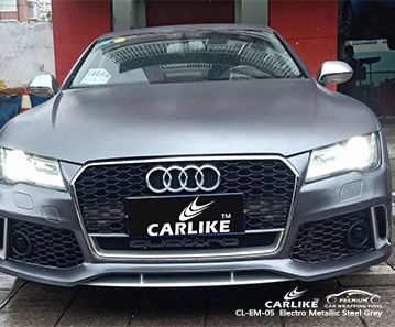 CARLIKE CL-EM-05 Audi için elektro metalik çelik gri araba sarma vinil