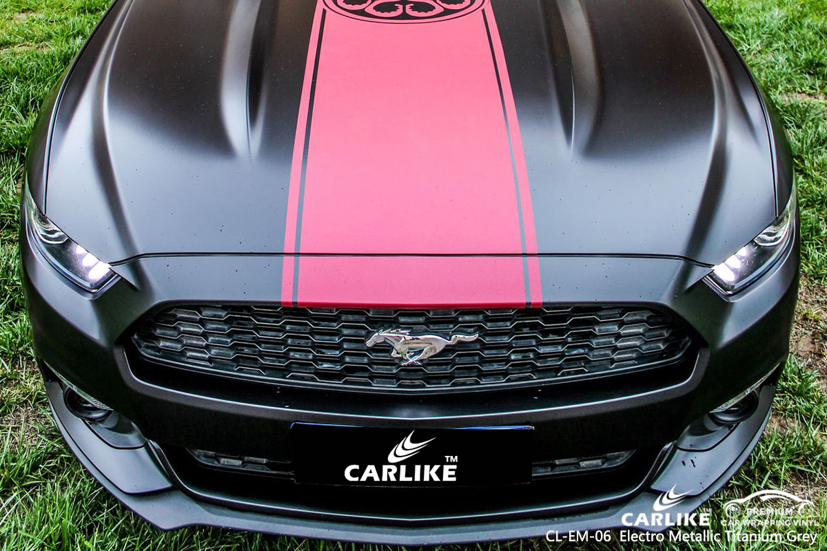 CARLIKE CL-EM-06 electro metallic titanium grey car wrap vinyl for Mustang