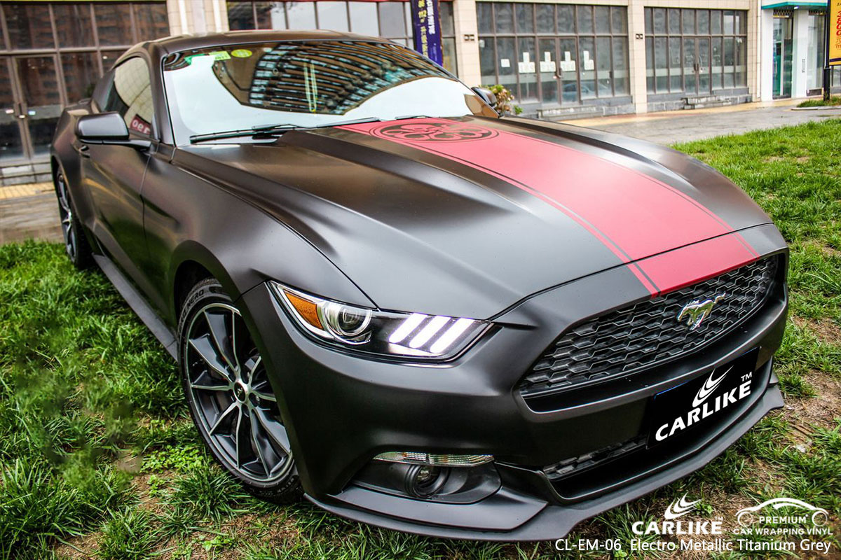 CARLIKE CL-EM-06 electro metallic titanium grey car wrap vinyl for Mustang