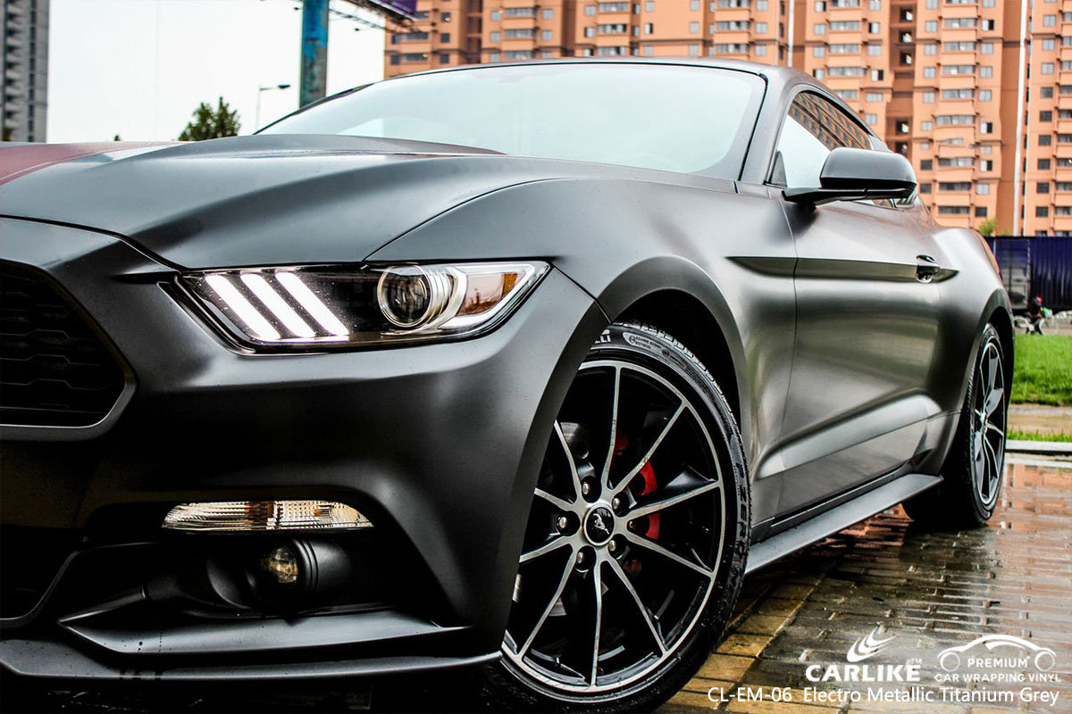 CARLIKE CL-EM-06 electro metallic titanium grey car wrap vinyl for Mustang