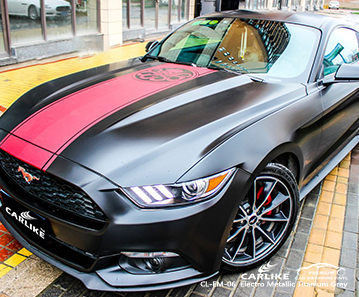 CL-EM-06 Mustang için elektro metalik titanyum gri araba sarma vinil