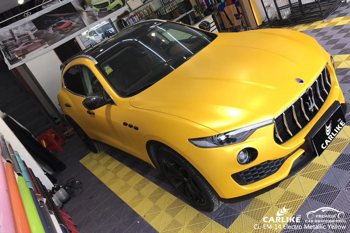 CARLIKE CL-EM-14 electro metallic yellow car wrap vinyl for Maserati