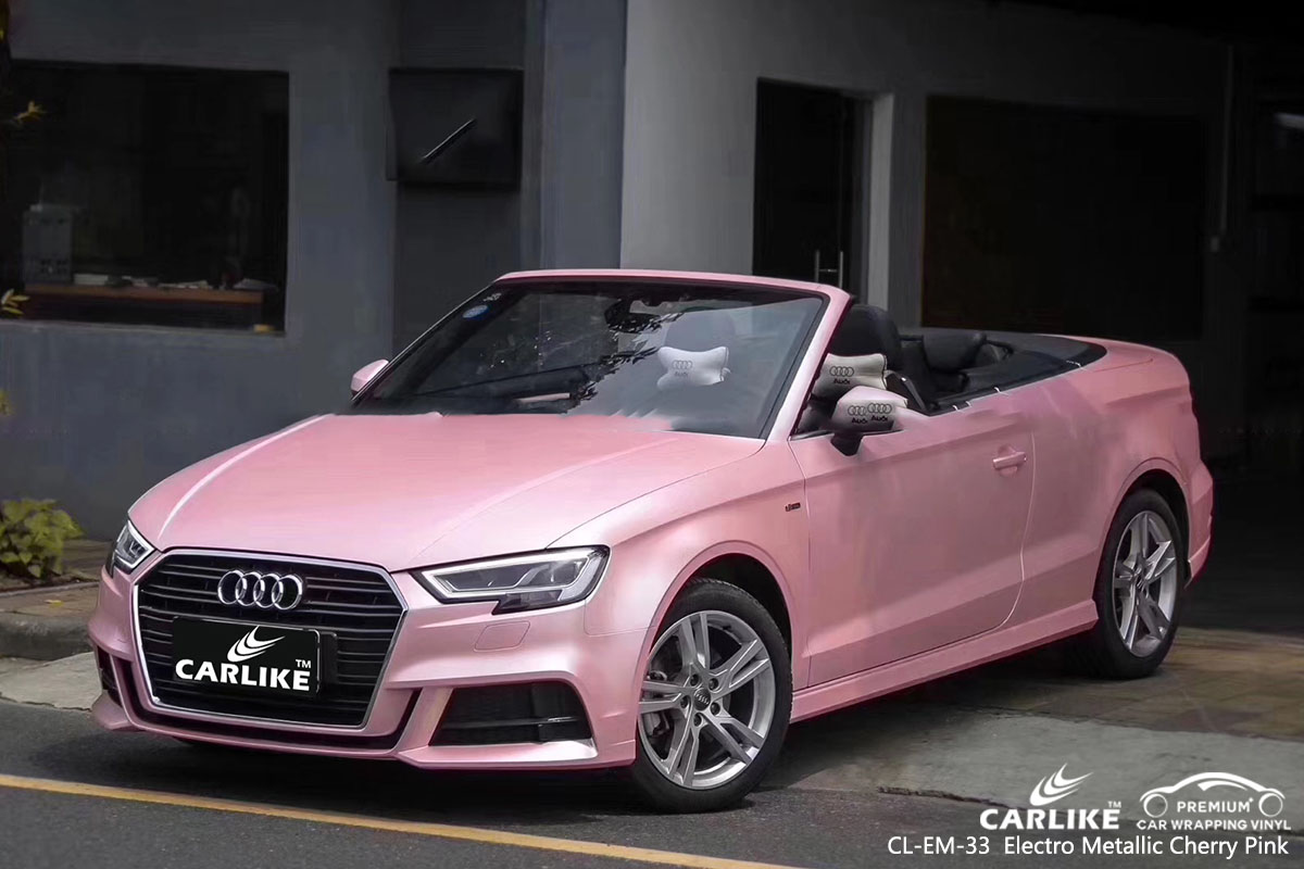 CARLIKE CL-EM-33 electro metallic cherry pink car wrapping vinyl in different car