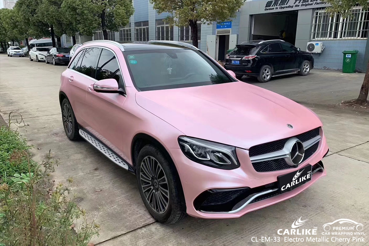 CARLIKE CL-EM-33 electro metallic cherry pink car wrapping vinyl in different car