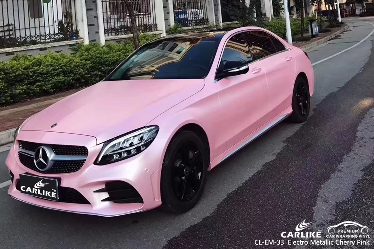 CARLIKE CL-EM-33 electro metallic cherry pink car wrapping vinyl in different car