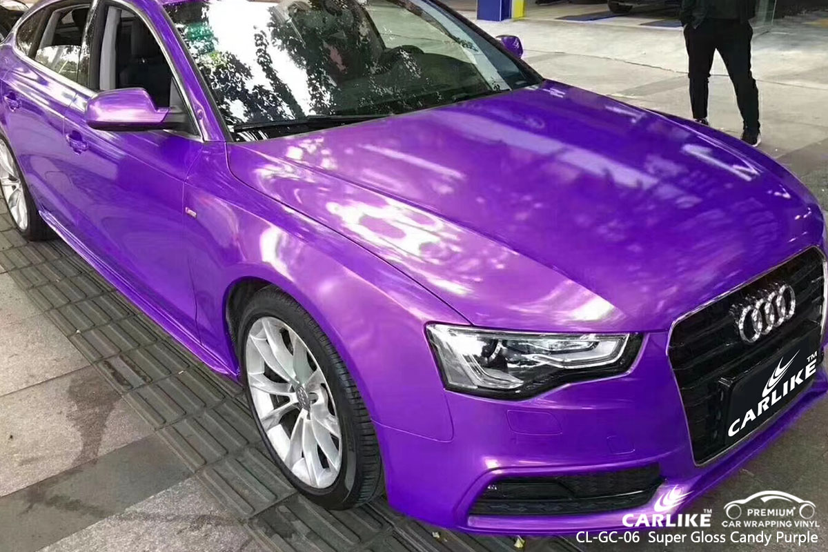 CARLIKE CL-GC-06 super gloss candy purple car wrap vinyl for Audi