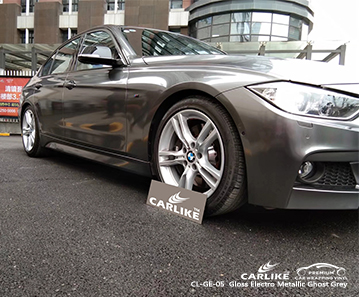 CARLIKE CL-GE-05 BMW için parlak elektro metalik hayalet gri araba sarma vinil