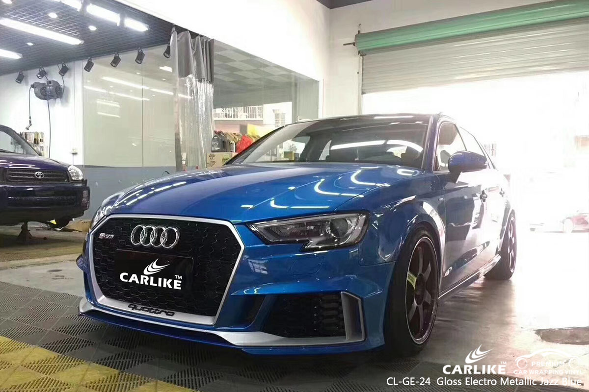 CARLIKE CL-GE-24 gloss electro metallic jazz blue car wrap vinyl for Audi