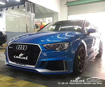 CARLIKE CL-GE-24 Audi için parlak elektro metalik caz mavi araba sarma vinil
