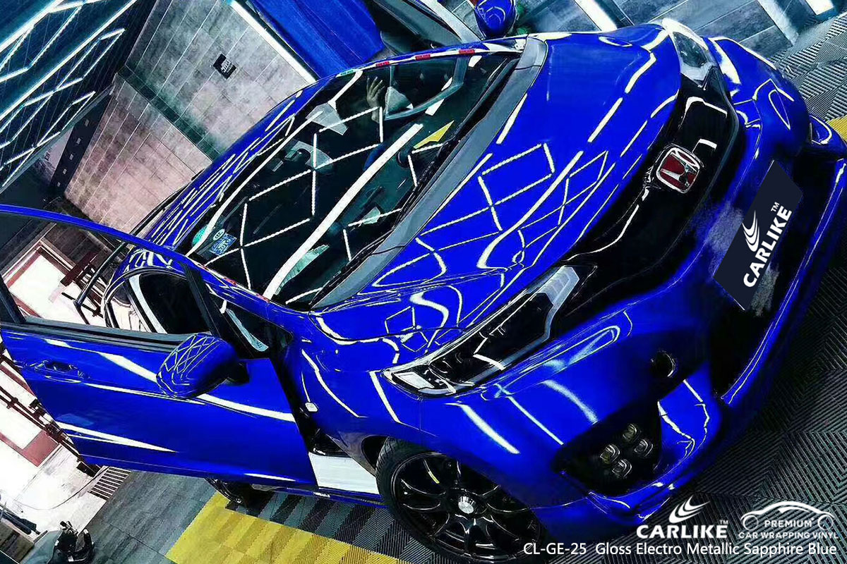 CARLIKE CL-GE-25 gloss electro metallic sapphire blue car wrap vinyl for Honda