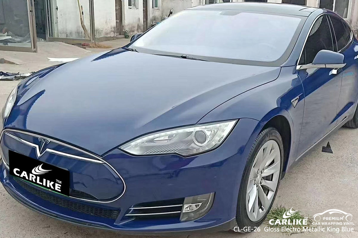 CARLIKE CL-GE-26 gloss electro metallic king blue car wrap vinyl for Tesla