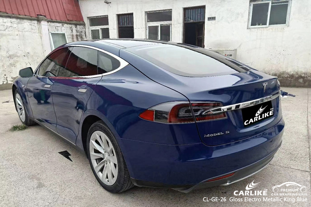 CARLIKE CL-GE-26 gloss electro metallic king blue car wrap vinyl for Tesla