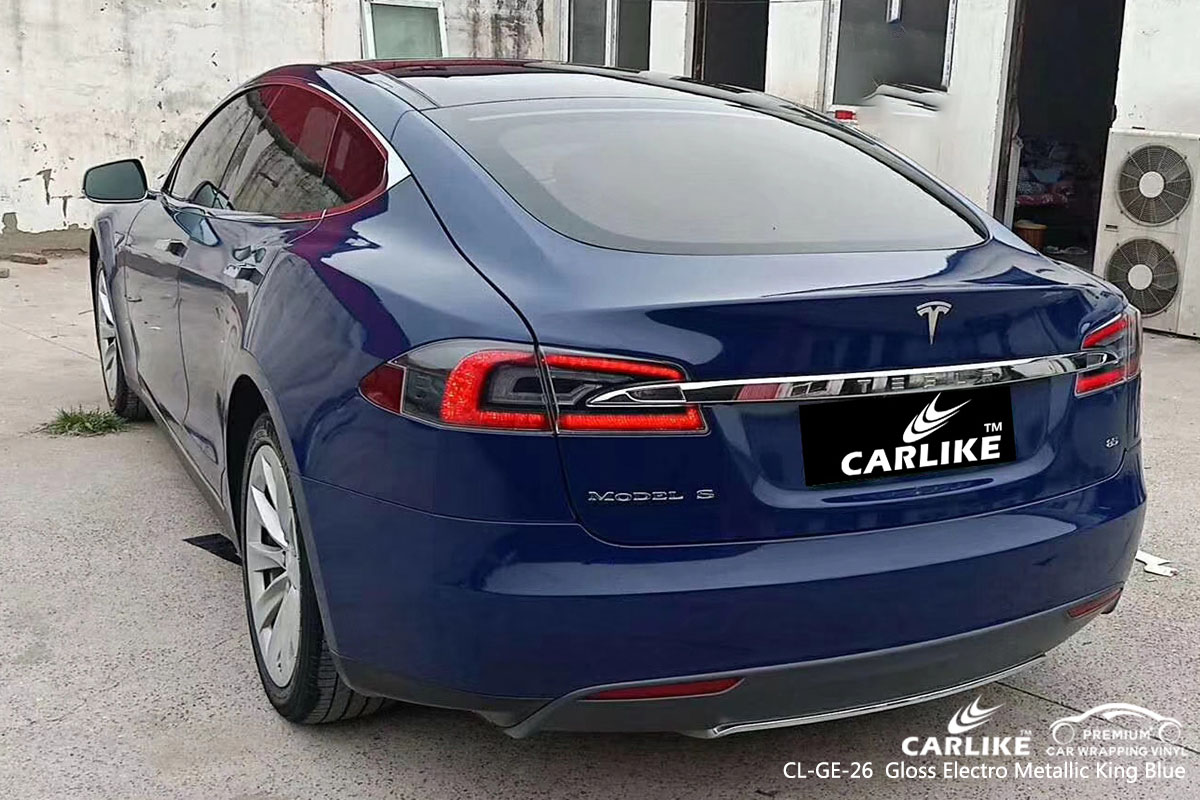 CARLIKE CL-GE-26 gloss electro metallic king blue car wrap vinyl for Tesla